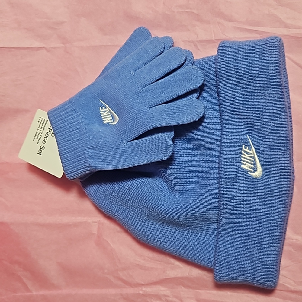 Nike Kids' Nan Futura Beanie Set: BLUE: NEW WITH TAGS - Picture 1 of 4